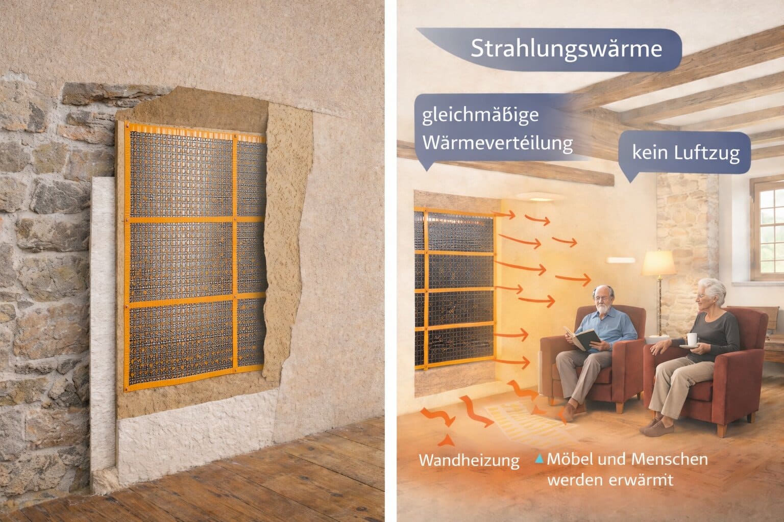calefaccion de pared y calor radiante en la estancia